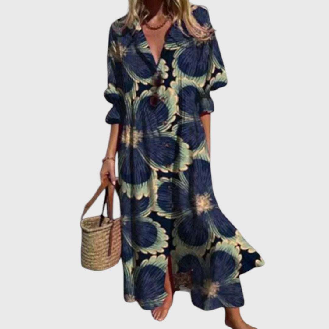 ורונה - שמלת מקסי עם הדפס פרחוני