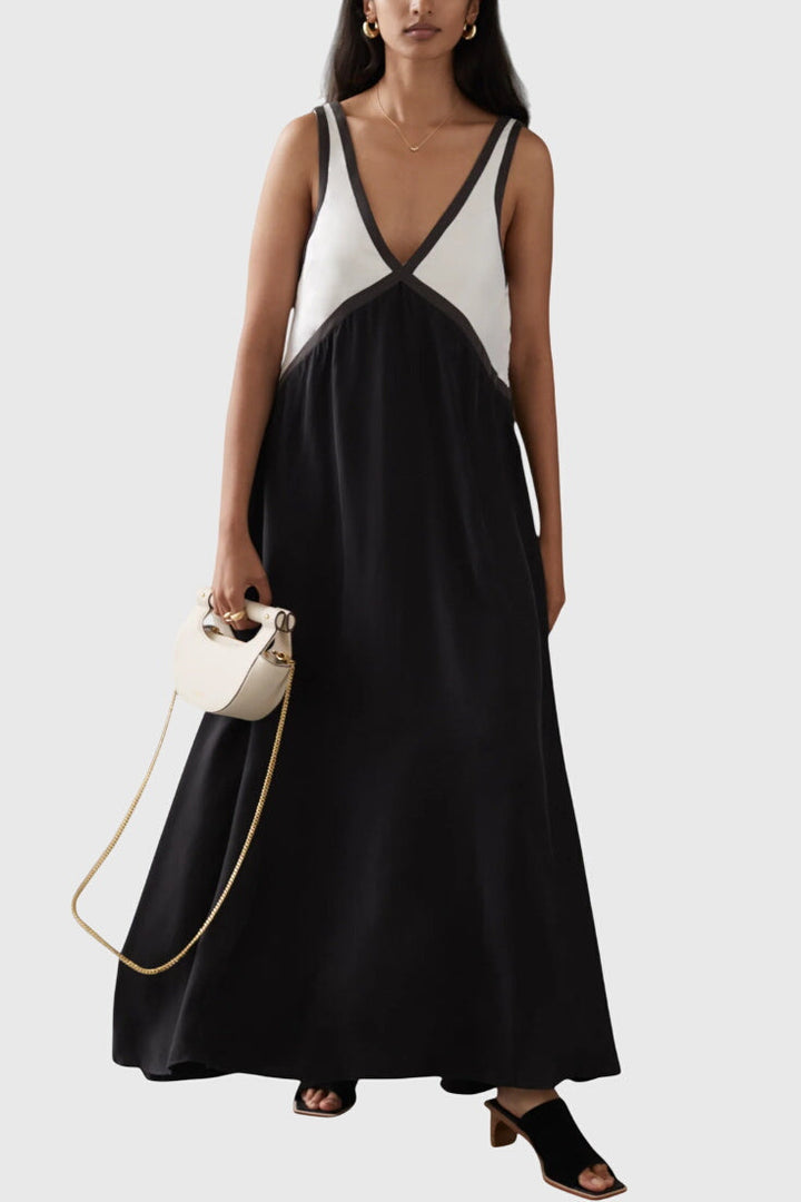 שמלת בוהו קיץ עם צווארון V