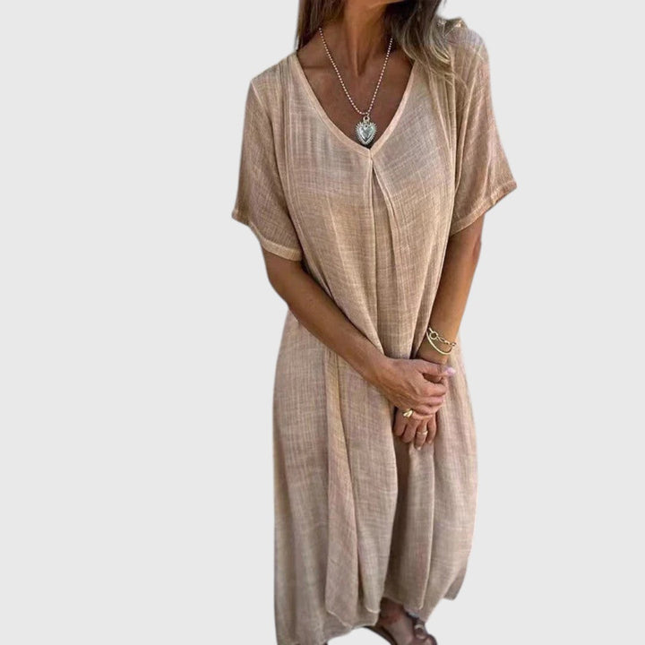 ליסאן - שמלה נוחה עם צווארון V