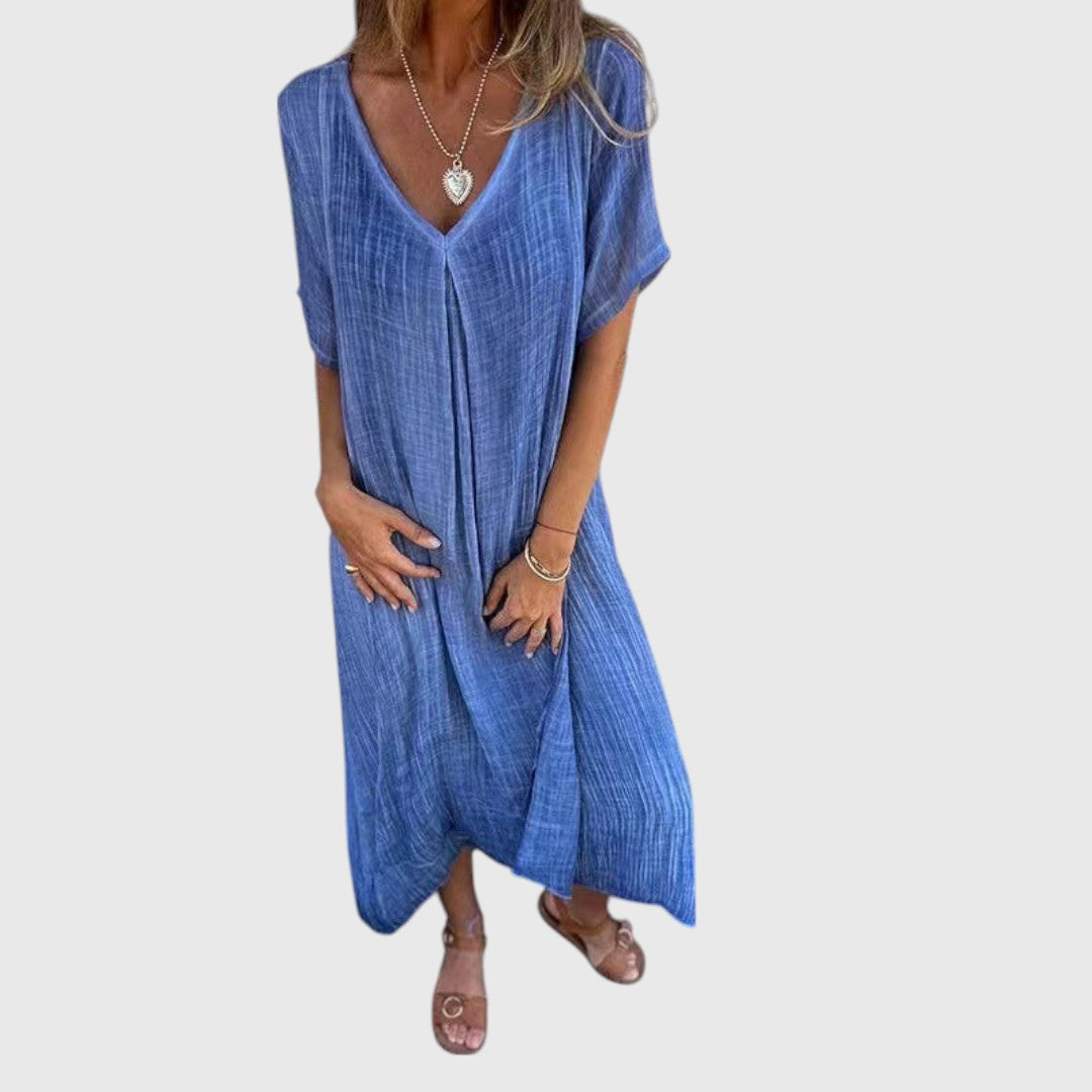 ליסאן - שמלה נוחה עם צווארון V