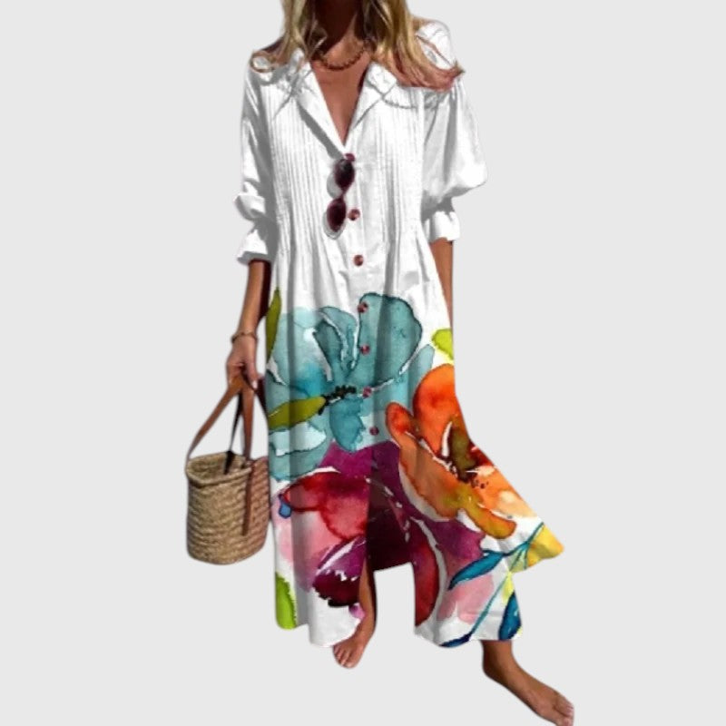 ורונה - שמלת מקסי עם הדפס פרחוני