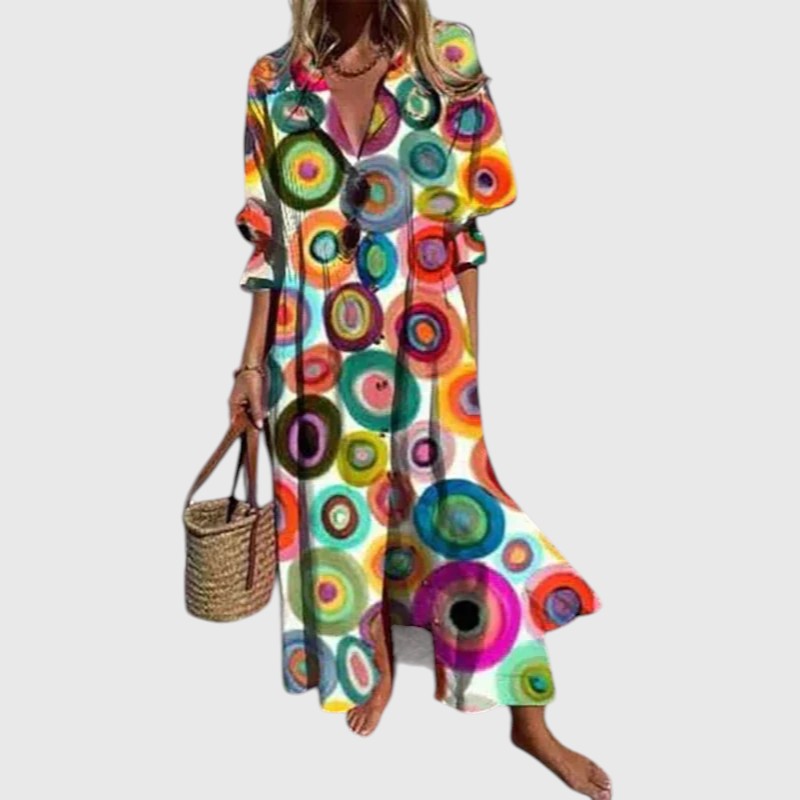 ורונה - שמלת מקסי עם הדפס פרחוני