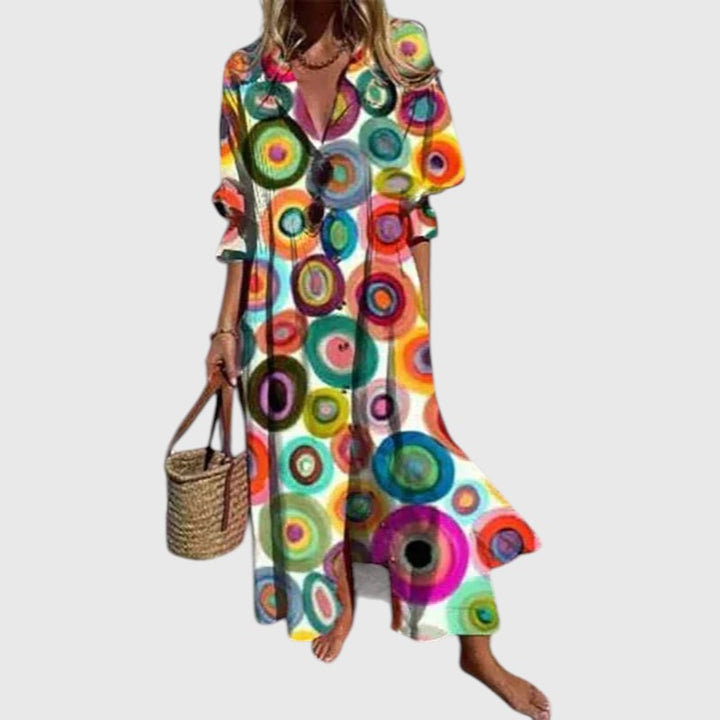 ורונה - שמלת מקסי עם הדפס פרחוני