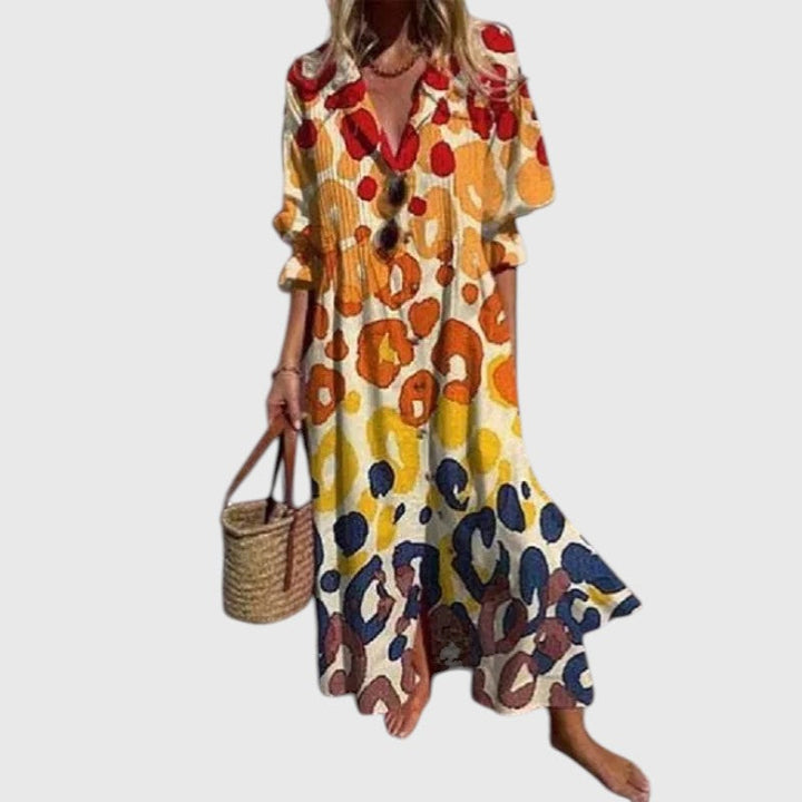 ורונה - שמלת מקסי עם הדפס פרחוני