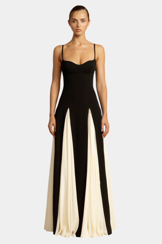 קטלינה שמלת מקסי ביפולר עם רצועות דקות