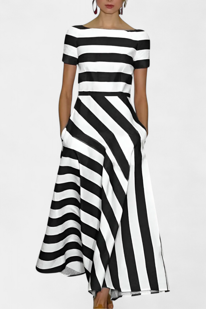 שמלות מקסי פסים עם חיתוך רך ונפילה זורמת