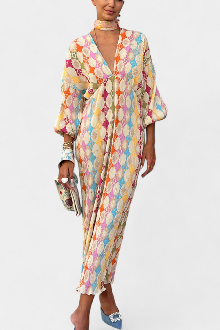 סמלת מקסי שאניס עם הדפס גיאומטרי