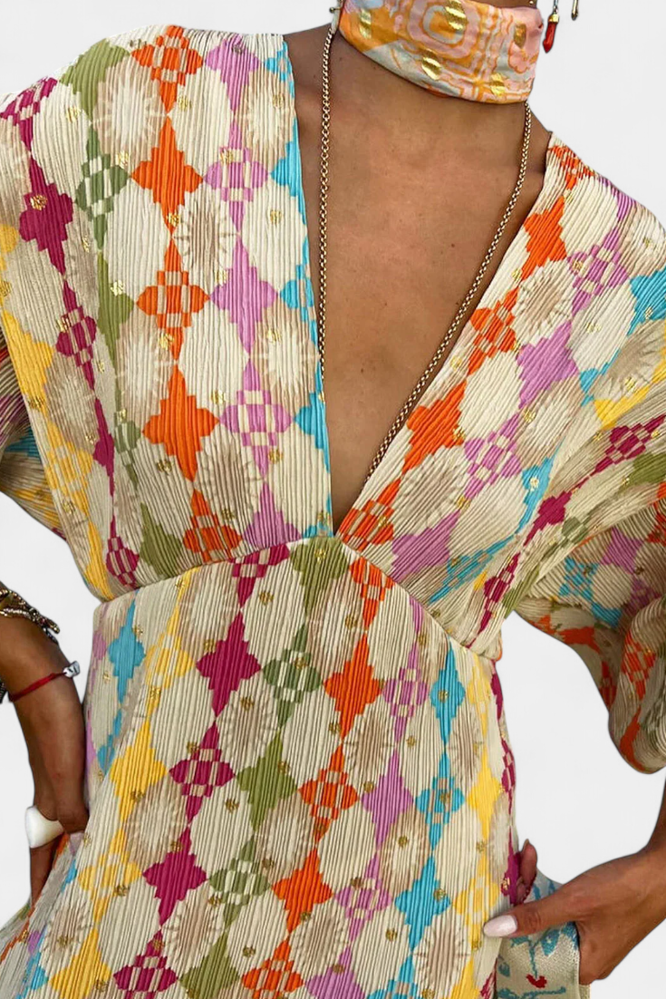 סמלת מקסי שאניס עם הדפס גיאומטרי