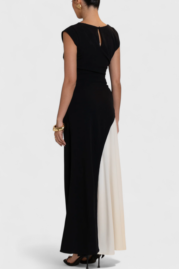 מלורי שמלת מידי דו-גוונית עם גזרה ישרה וסילואטה מוגדרת