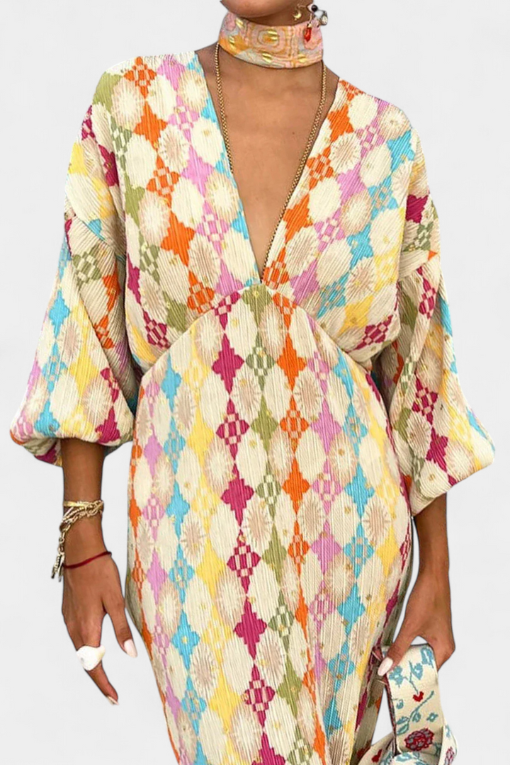 סמלת מקסי שאניס עם הדפס גיאומטרי