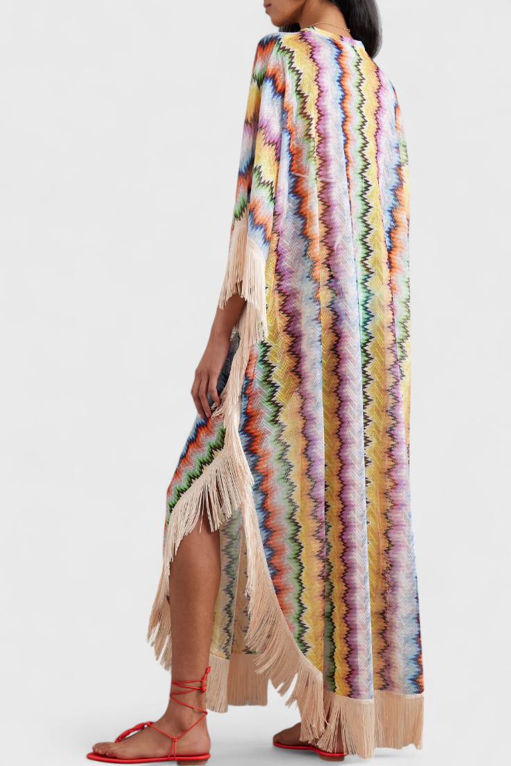 קאפטאן אימלדה סרוג עם פייטים דקורטיביים וחיתוך רחב