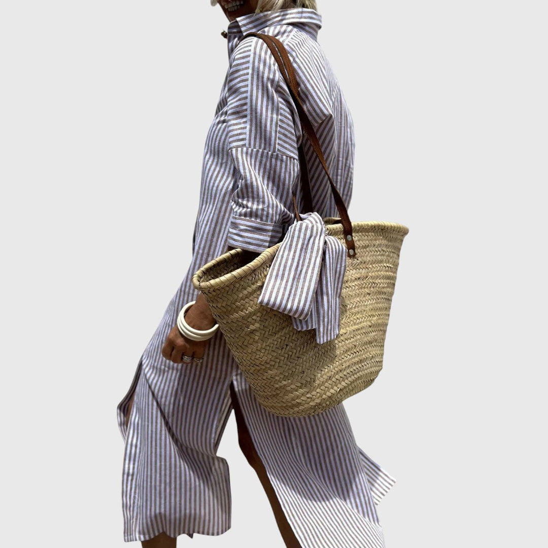 אנהמאיי - שמלת חולצה מפוספסת אלגנטית