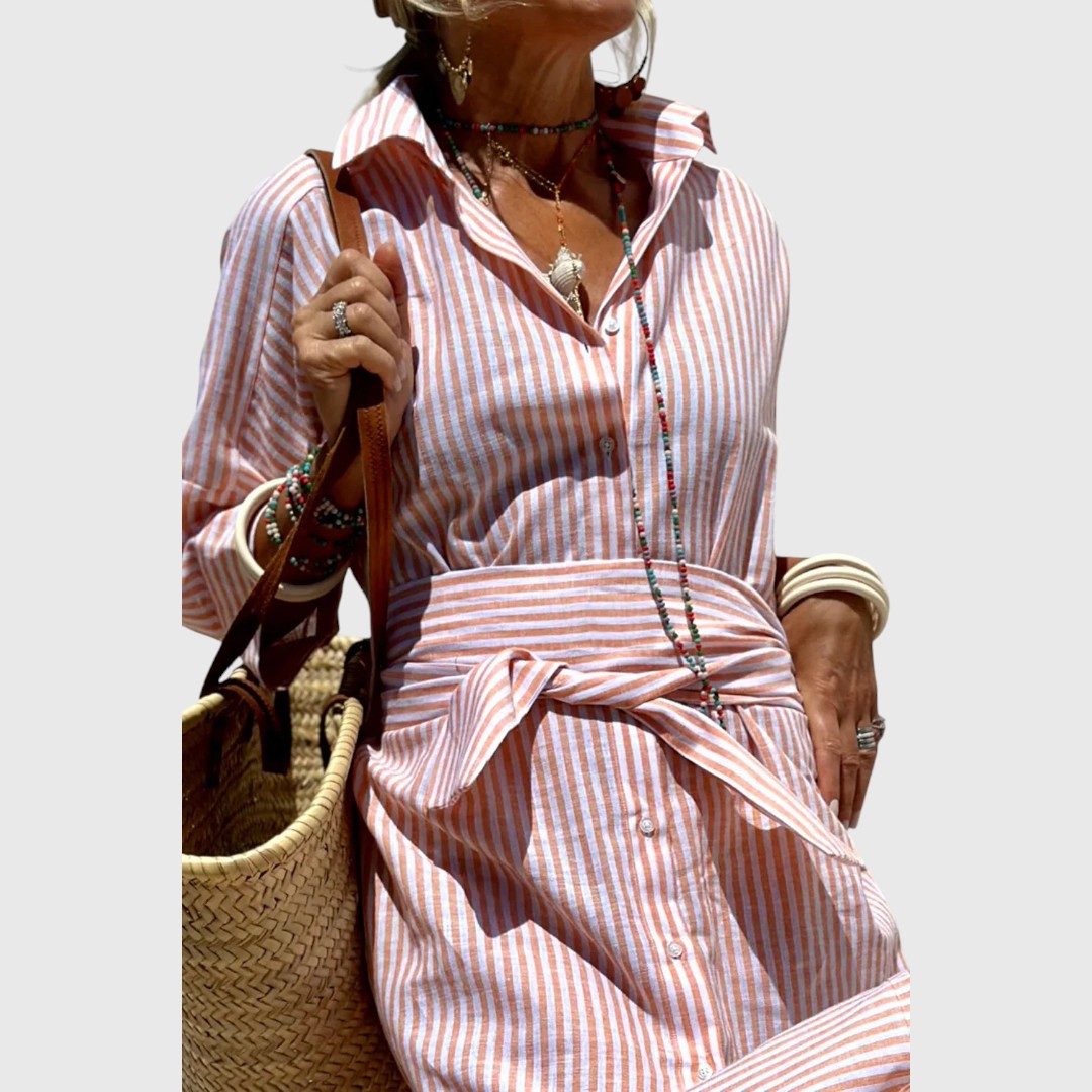 אנהמאיי - שמלת חולצה מפוספסת אלגנטית