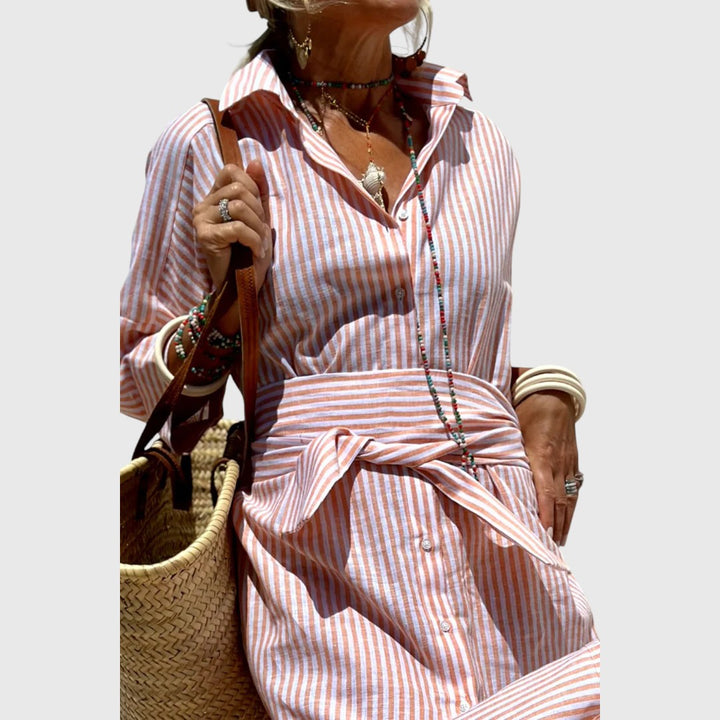 אנהמאיי - שמלת חולצה מפוספסת אלגנטית