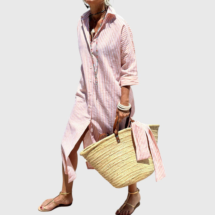 אנהמאיי - שמלת חולצה מפוספסת אלגנטית